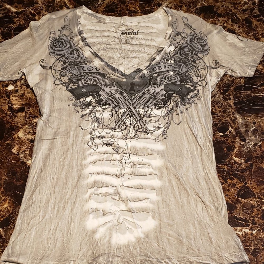 Sinful Grey/Black V-Nect T-Shirt